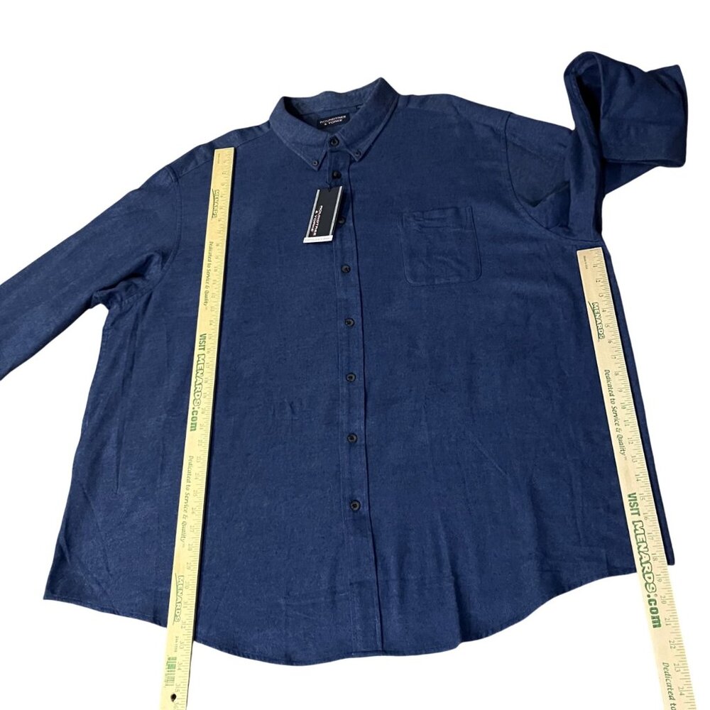 Roundtree & Yorke 4XB Portuguese Flannel Shirt Navy Blue Button Down NEW - Picture 9 of 16